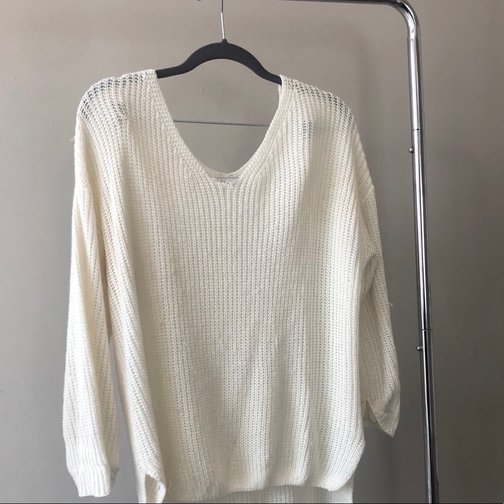 LF high/low white oversized sweater